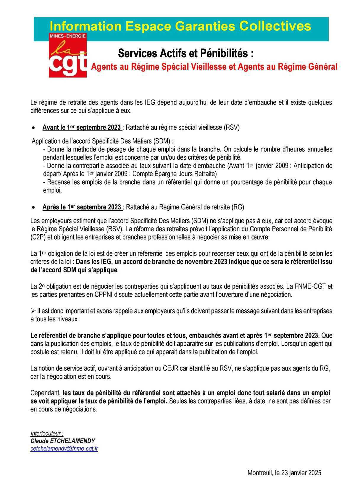 Les services actifs et pénibilités