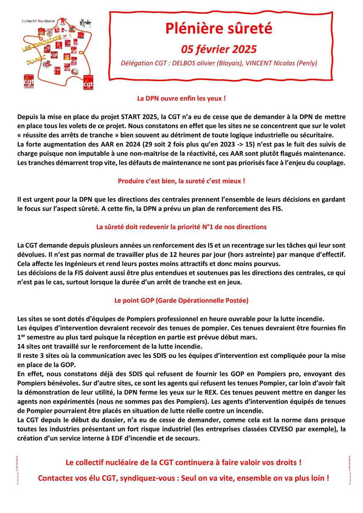 Plénière sûreté, la DPN ouvre enfin les yeux !
