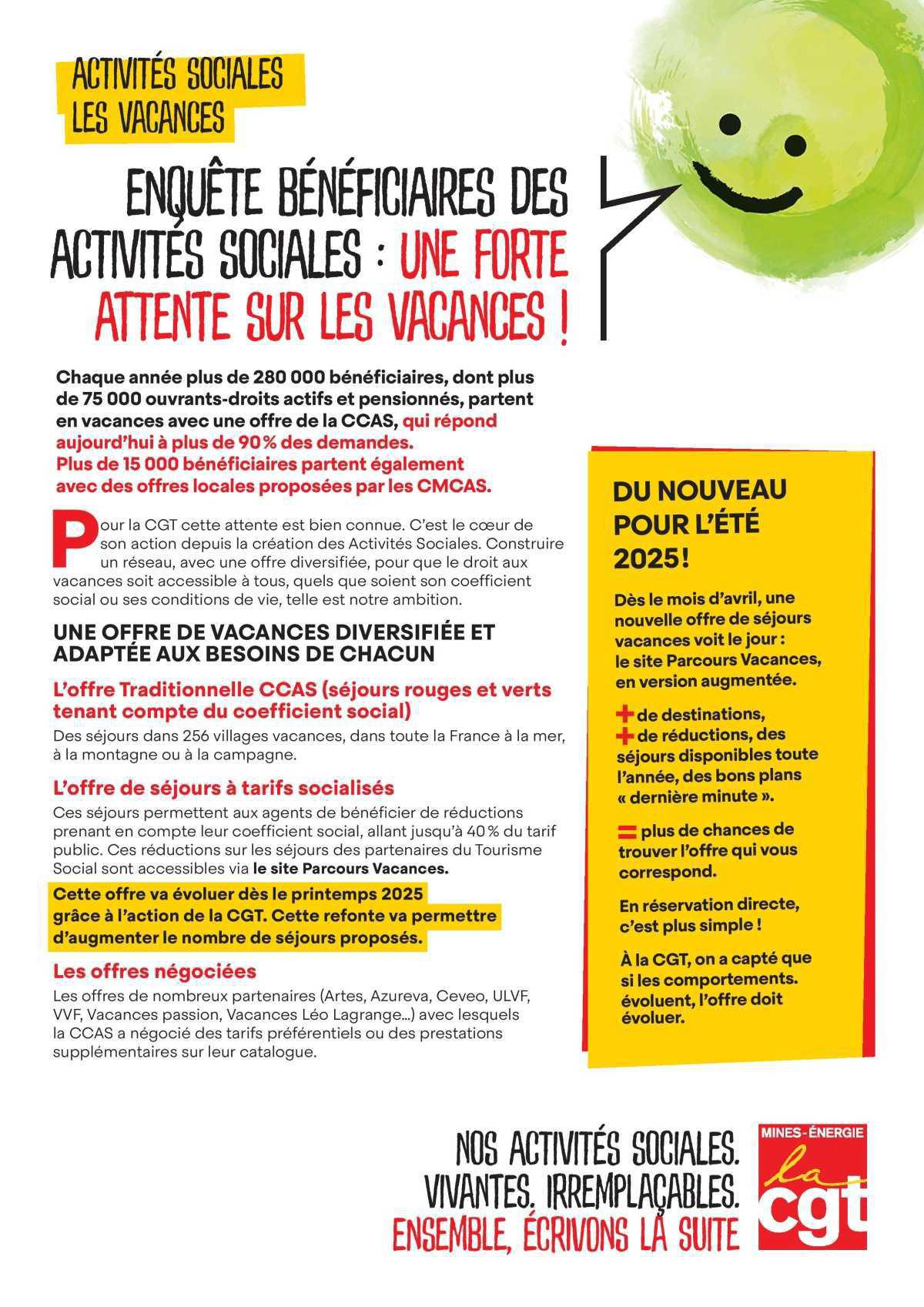 Enquête bénéficiaires : Une forte attente sur les vacances !