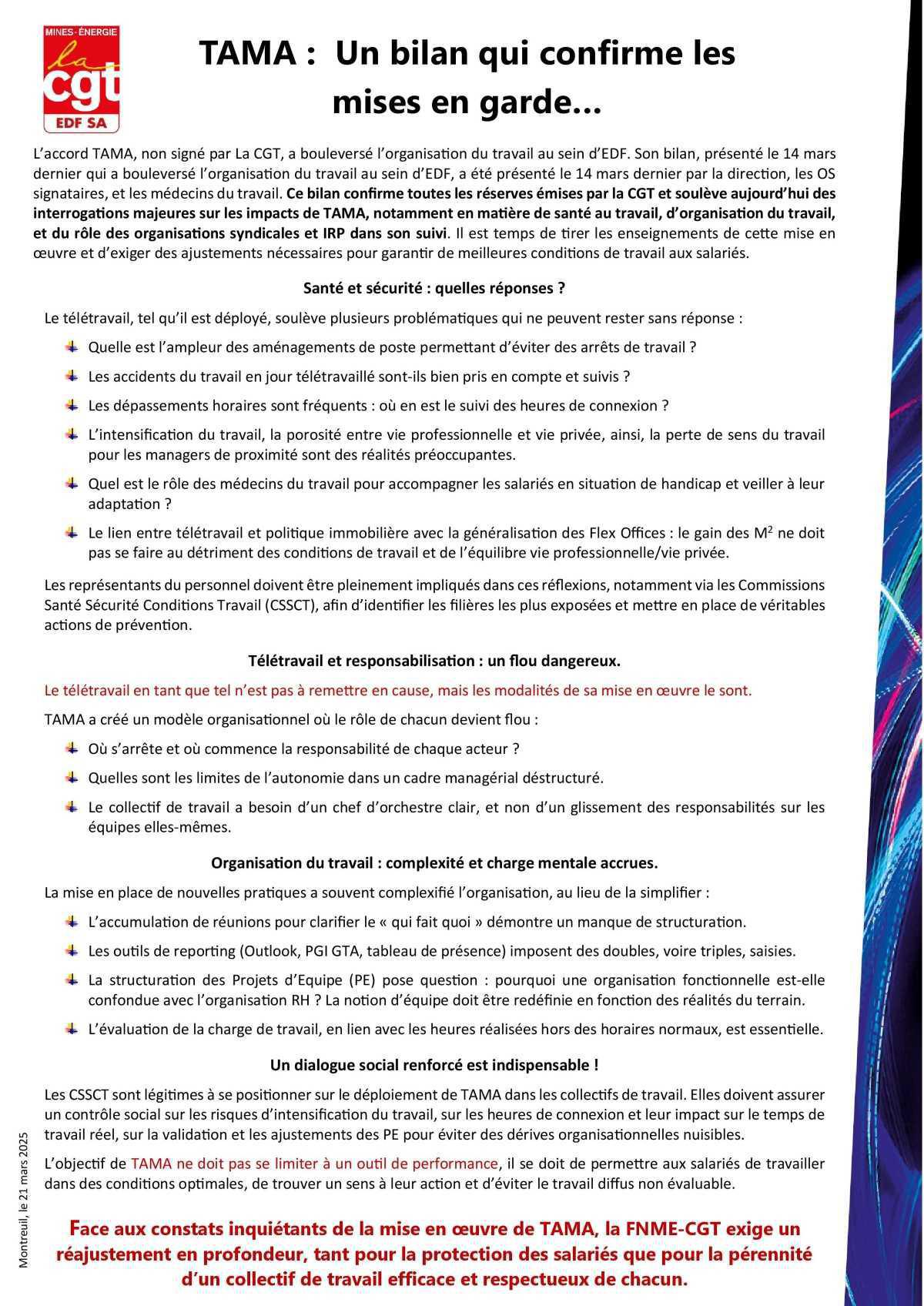 TAMA : Un bilan qui confirme les mises en garde…