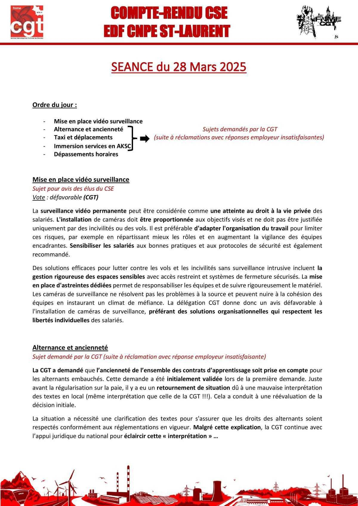 Compte rendu CSE CNPE ST LAURENT du 28 mars 2025