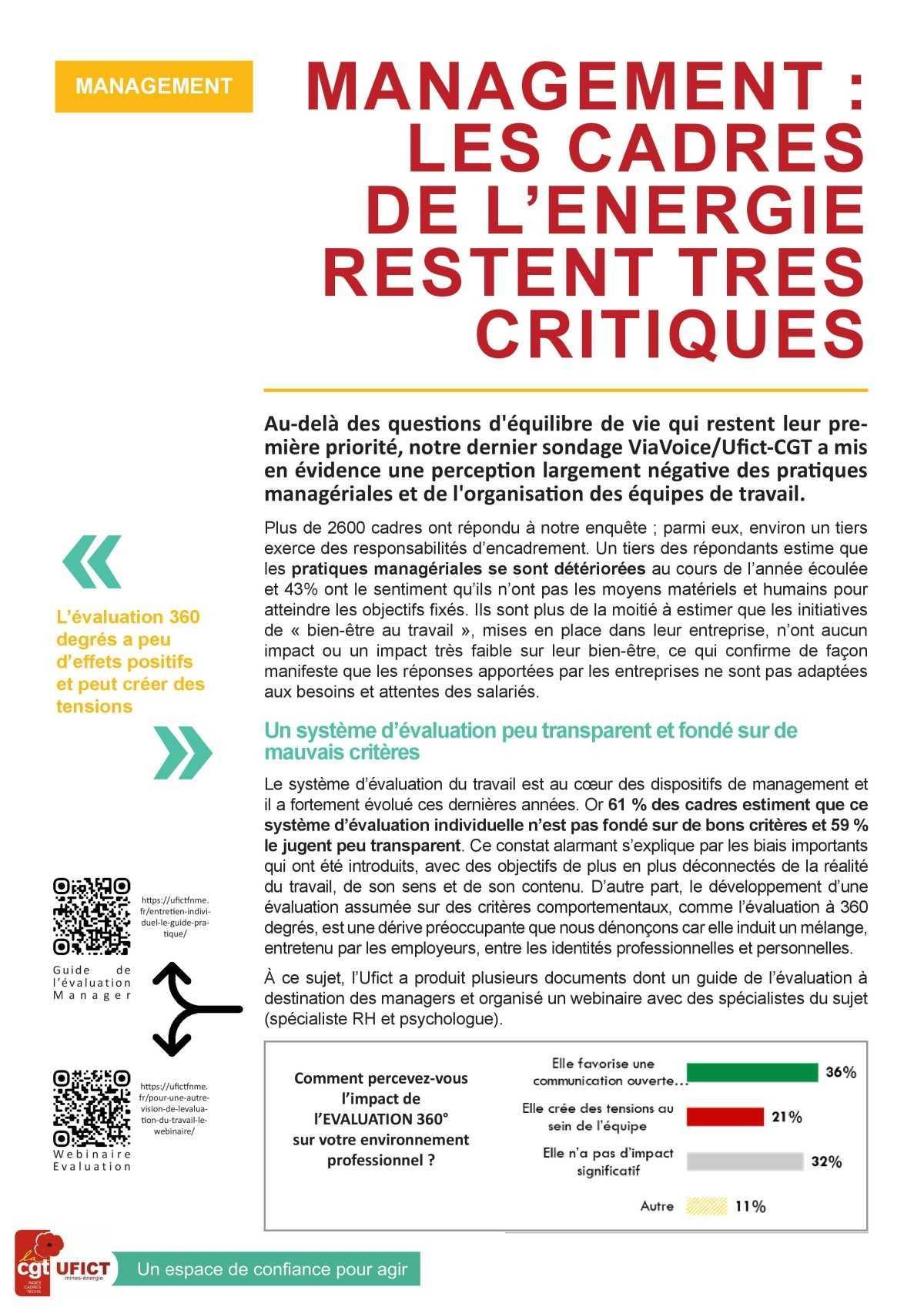 Management : les cadres de l’énergie restent très critiques Management : les cadres de l’énergie restent très critiques