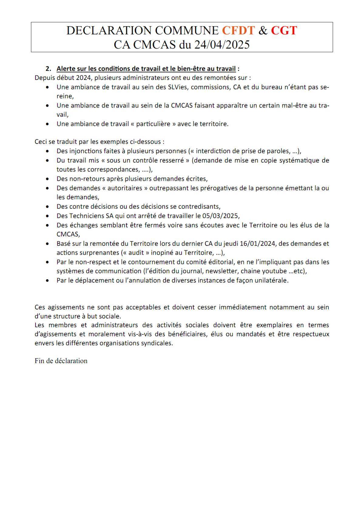 Alerte de la CGT et CFDT sur les agissements de la CFE-CGC Alerte de la CGT et CFDT sur les agissements de la CFE-CGC