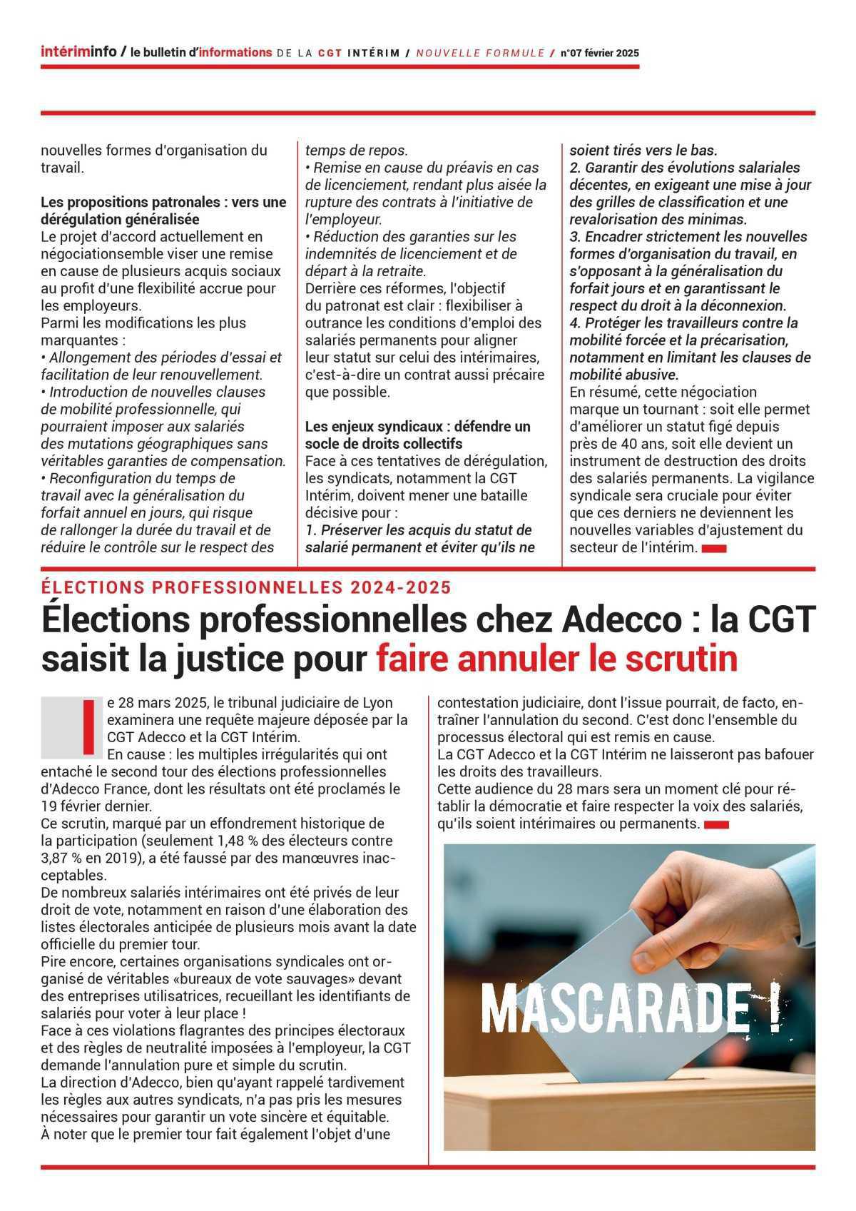 La CGT Intérim dénonce une réforme menaçant les droits des salariés permanents