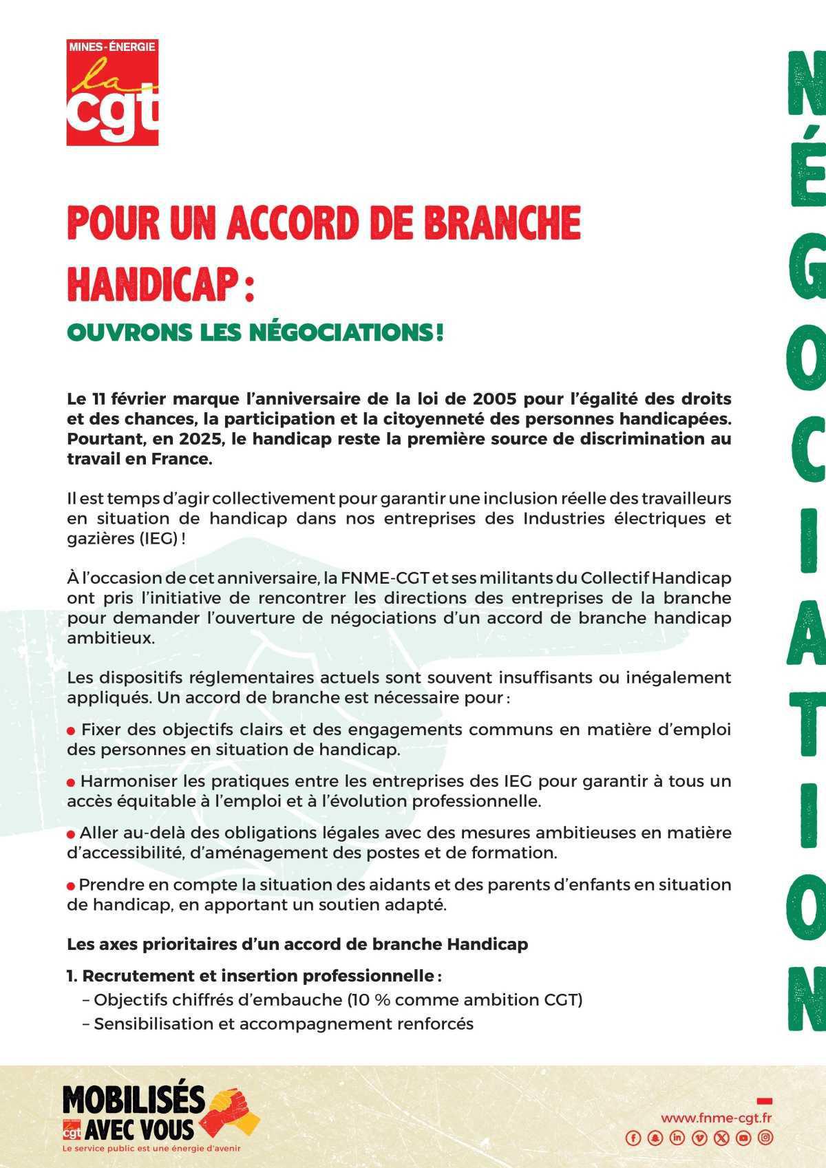 Pour un accord de branche handicap : Ouvrons les négociations !