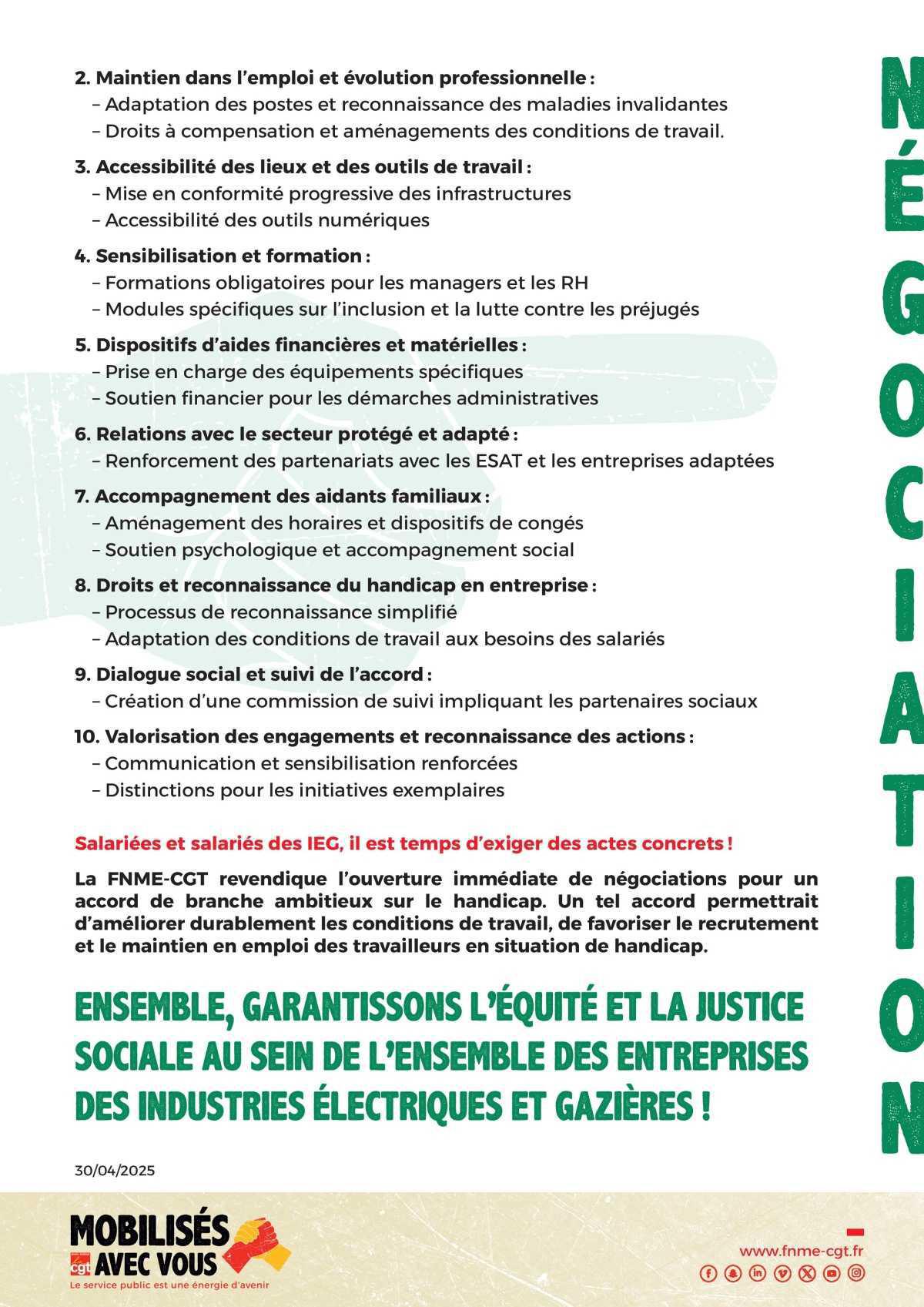 Pour un accord de branche handicap : Ouvrons les négociations !