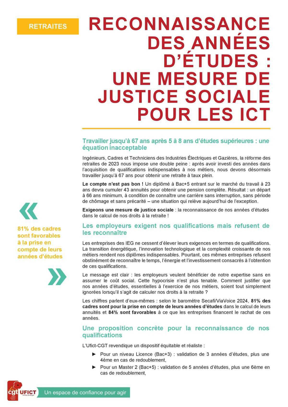 Reconnaissance des années d’études : une mesure de justice sociale pour les ICT