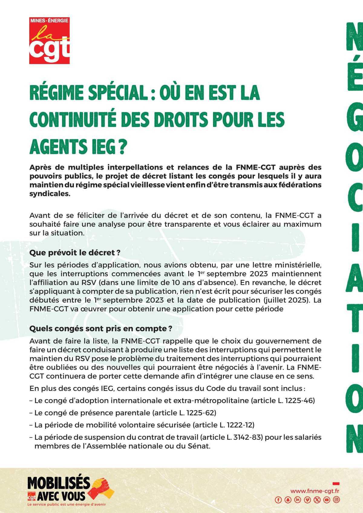 Régime Spécial Vieillesse : Ce que le décret change pour les agents IEG