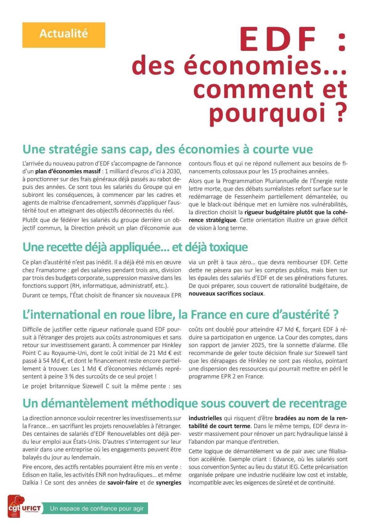 EDF : des économies... comment et pourquoi ? EDF : des économies... comment et pourquoi ?