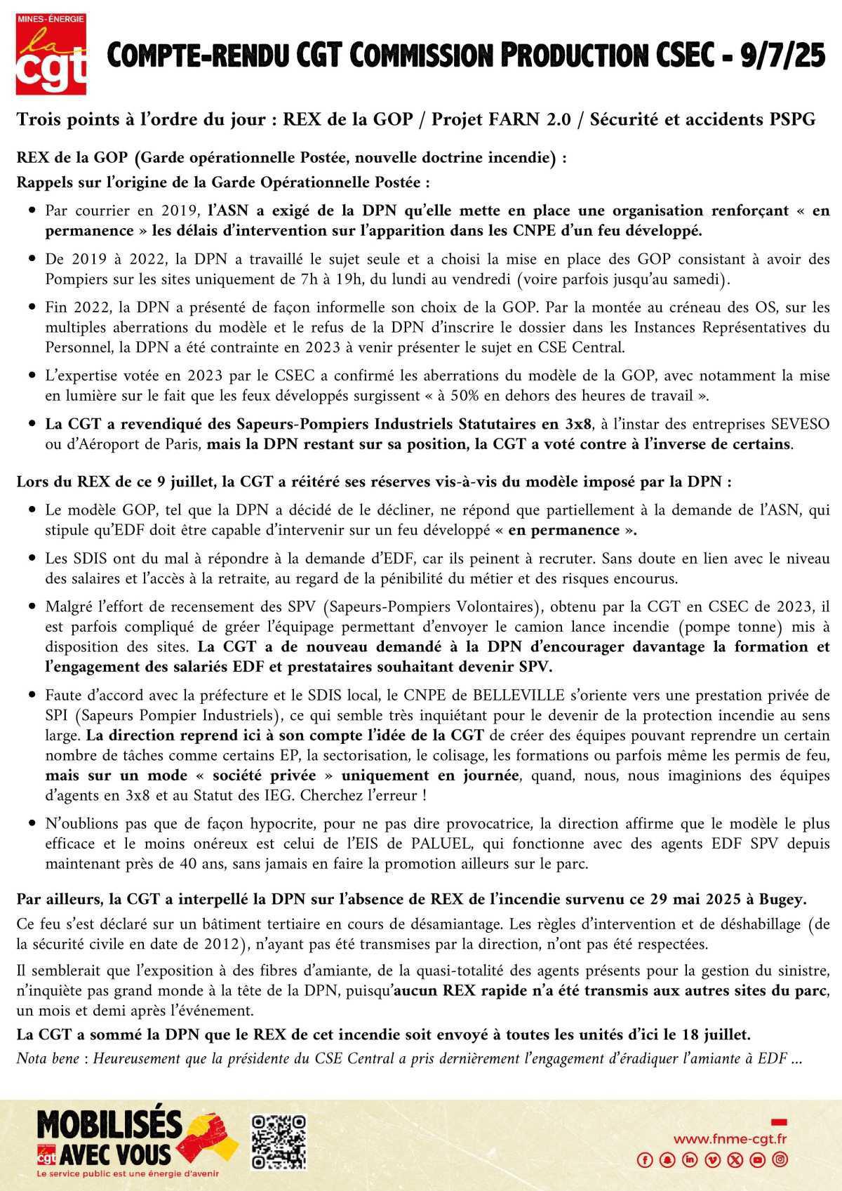 PSPG, FARN 2.0 et GOP : la CGT alerte et propose