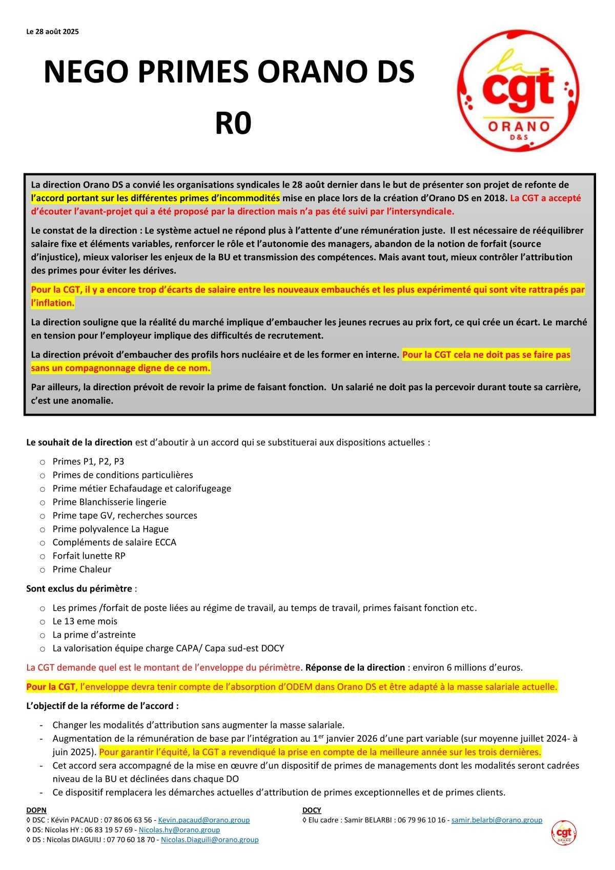 Orano DS : primes refondues, vigilance sur les salaires ! Orano DS : primes refondues, vigilance sur les salaires !