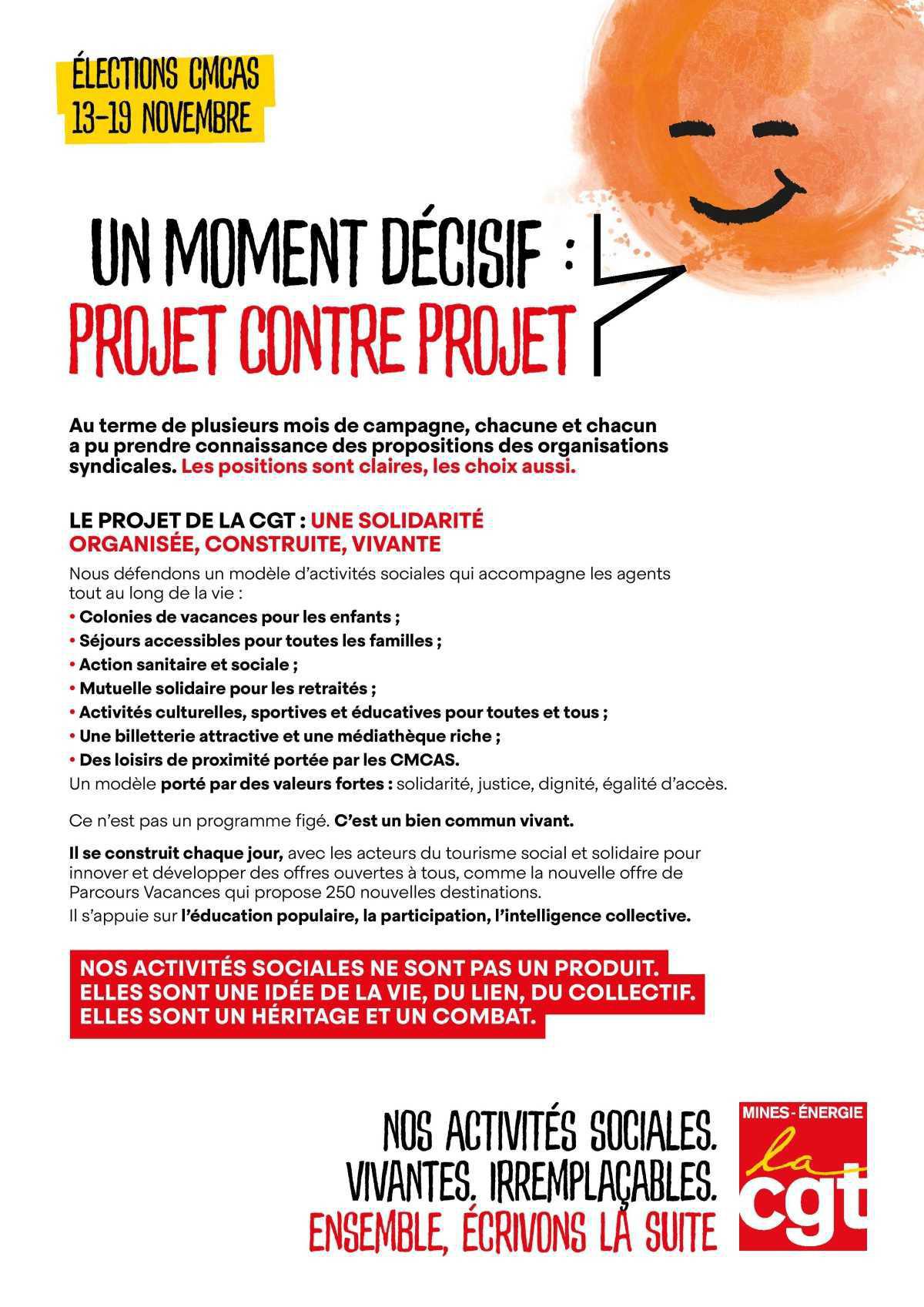Elections CMCAS - Un moment décisif : Projet contre Projet !