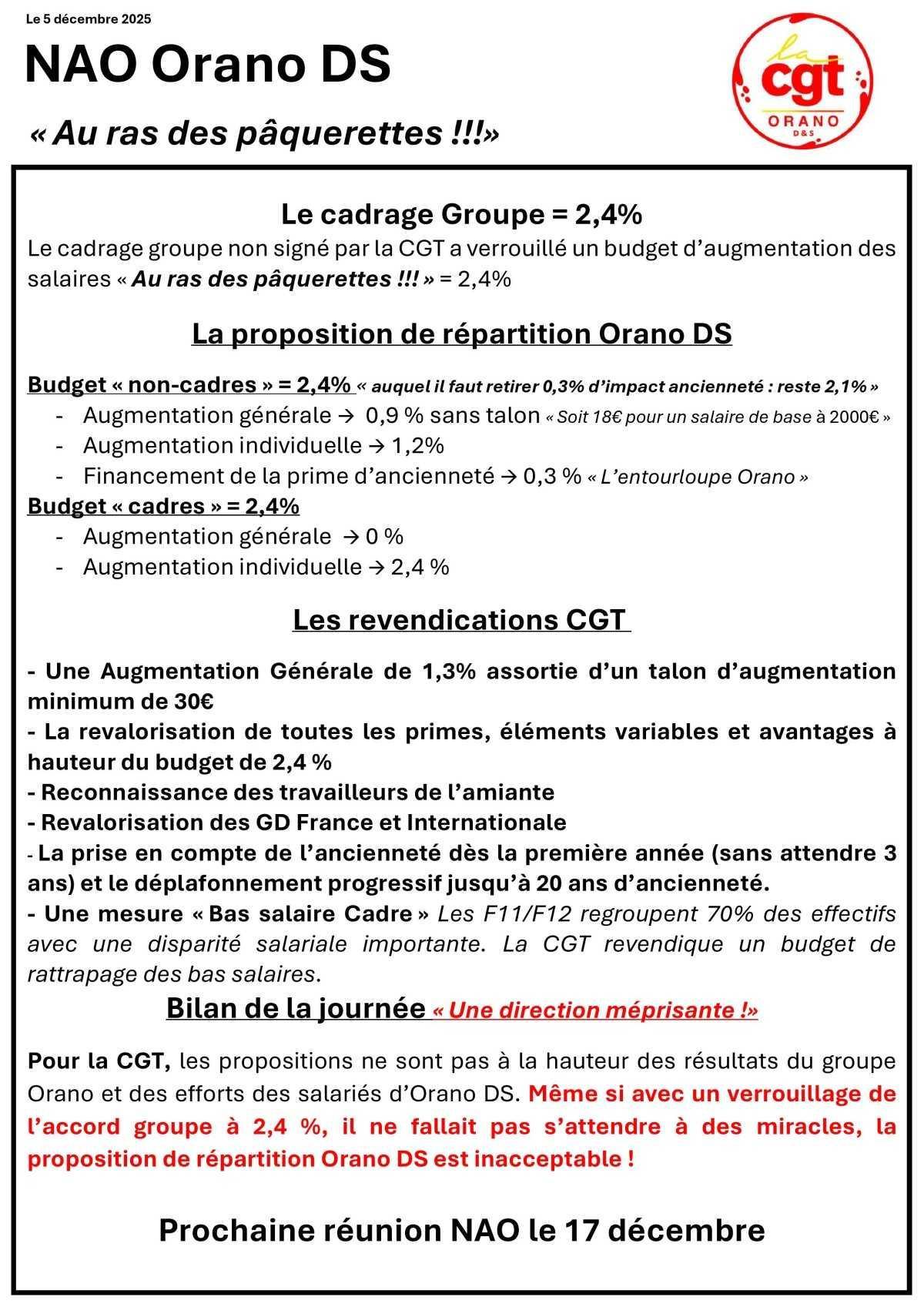 NAO Orano DS « Au ras des pâquerettes !!!» NAO Orano DS « Au ras des pâquerettes !!!»