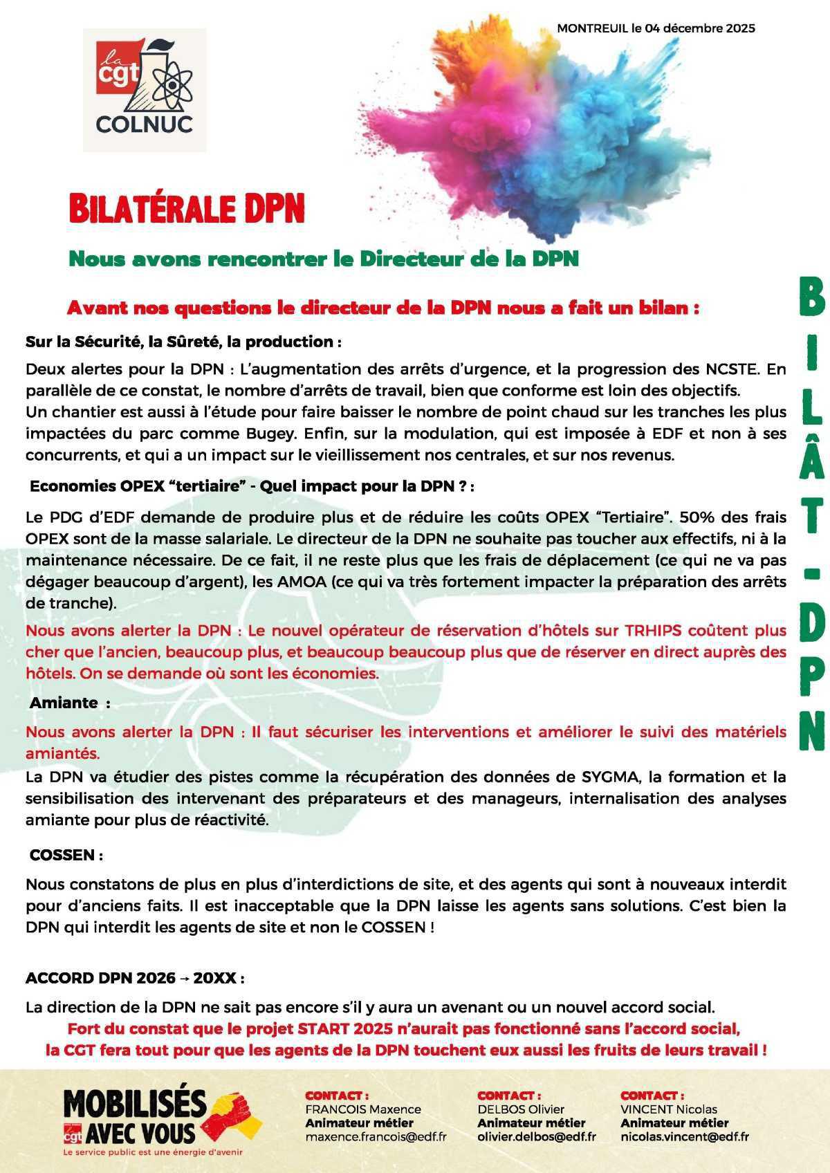 Sécurité, OPEX, Amiante : les enjeux clés portés par la CGT à la DPN
