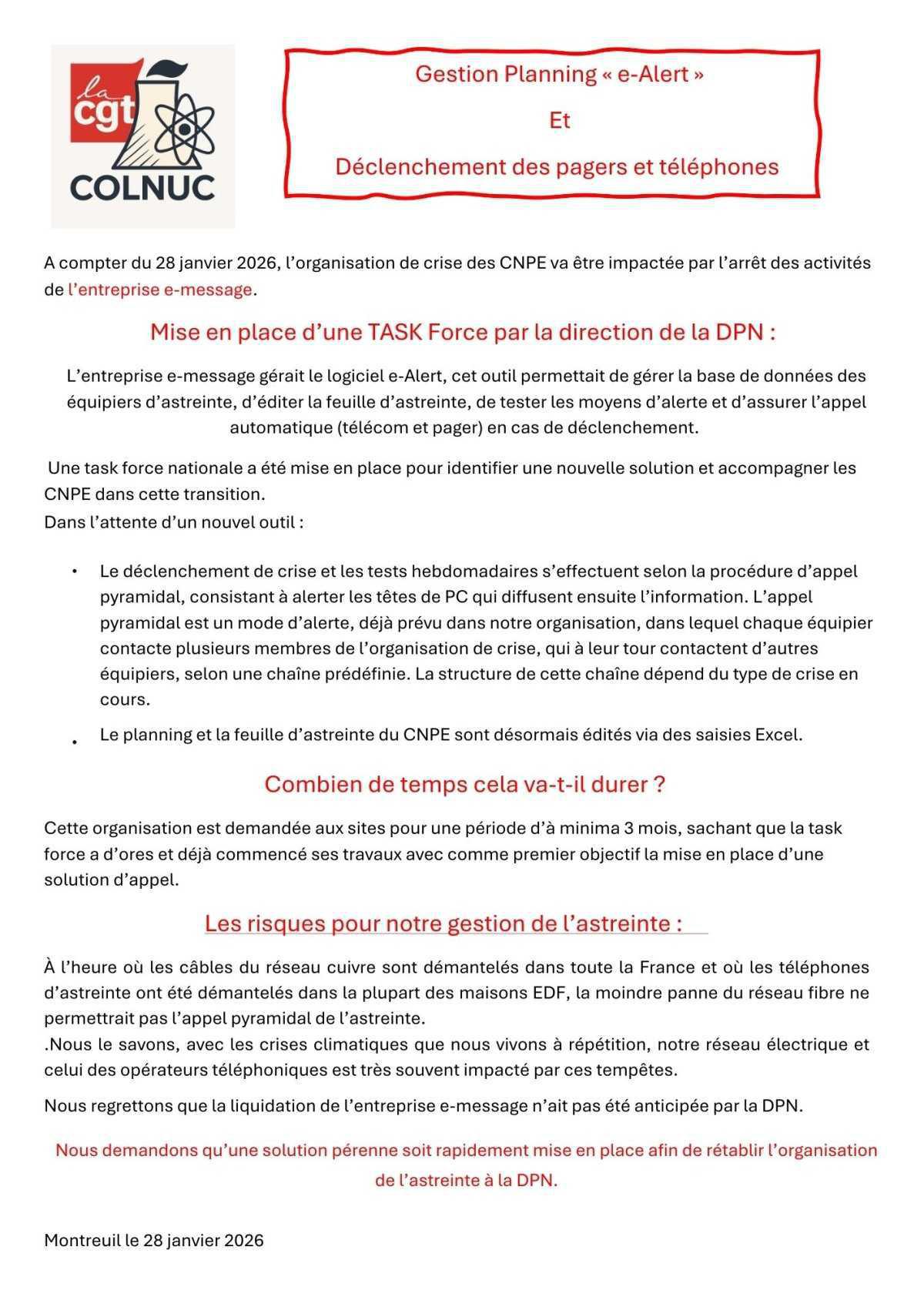 Astreinte - Gestion planning «&nbsp;e-Alert&nbsp;» et déclenchement des pagers et téléphones 
