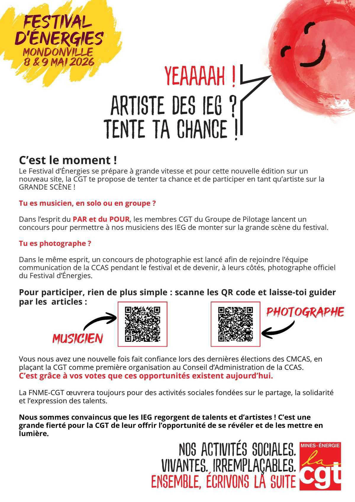 Festival d'Energies : Artiste des IEG ? Tente ta chance ! 
