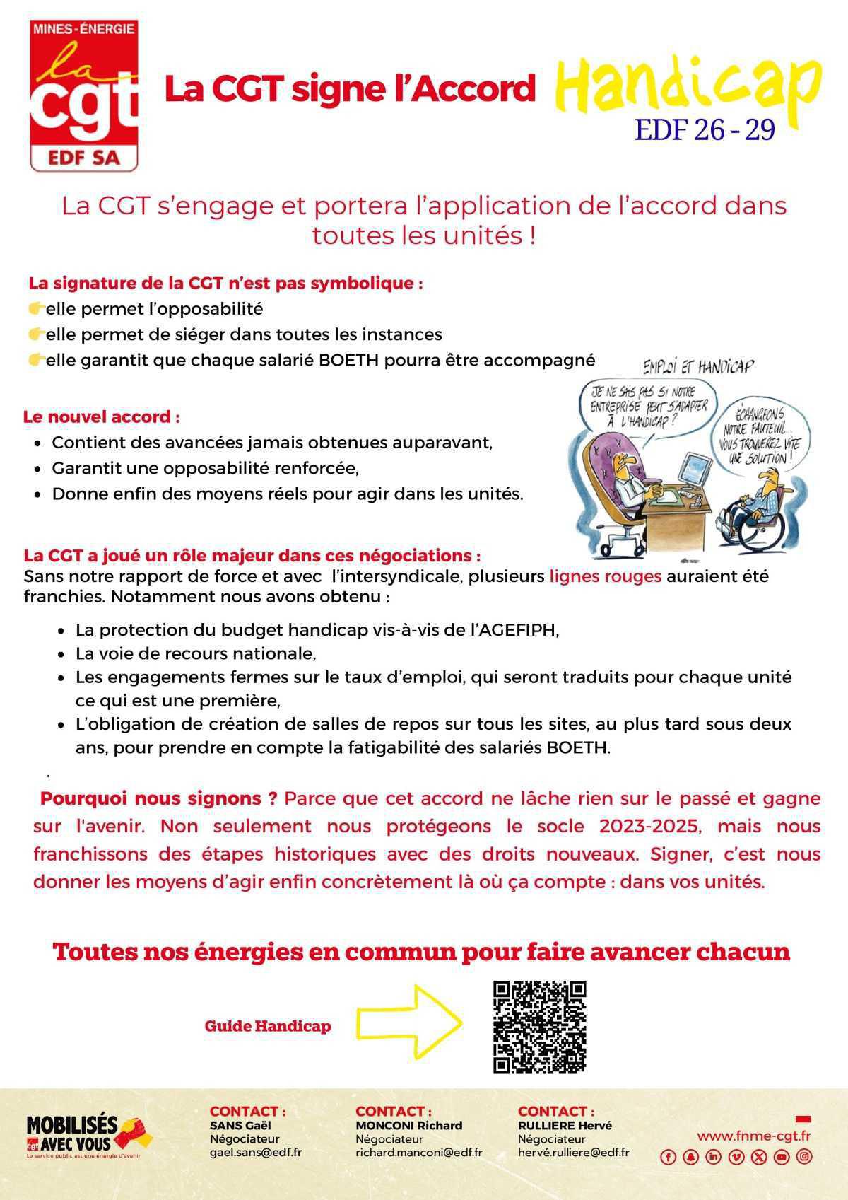 La CGT signe l'accord Handicap