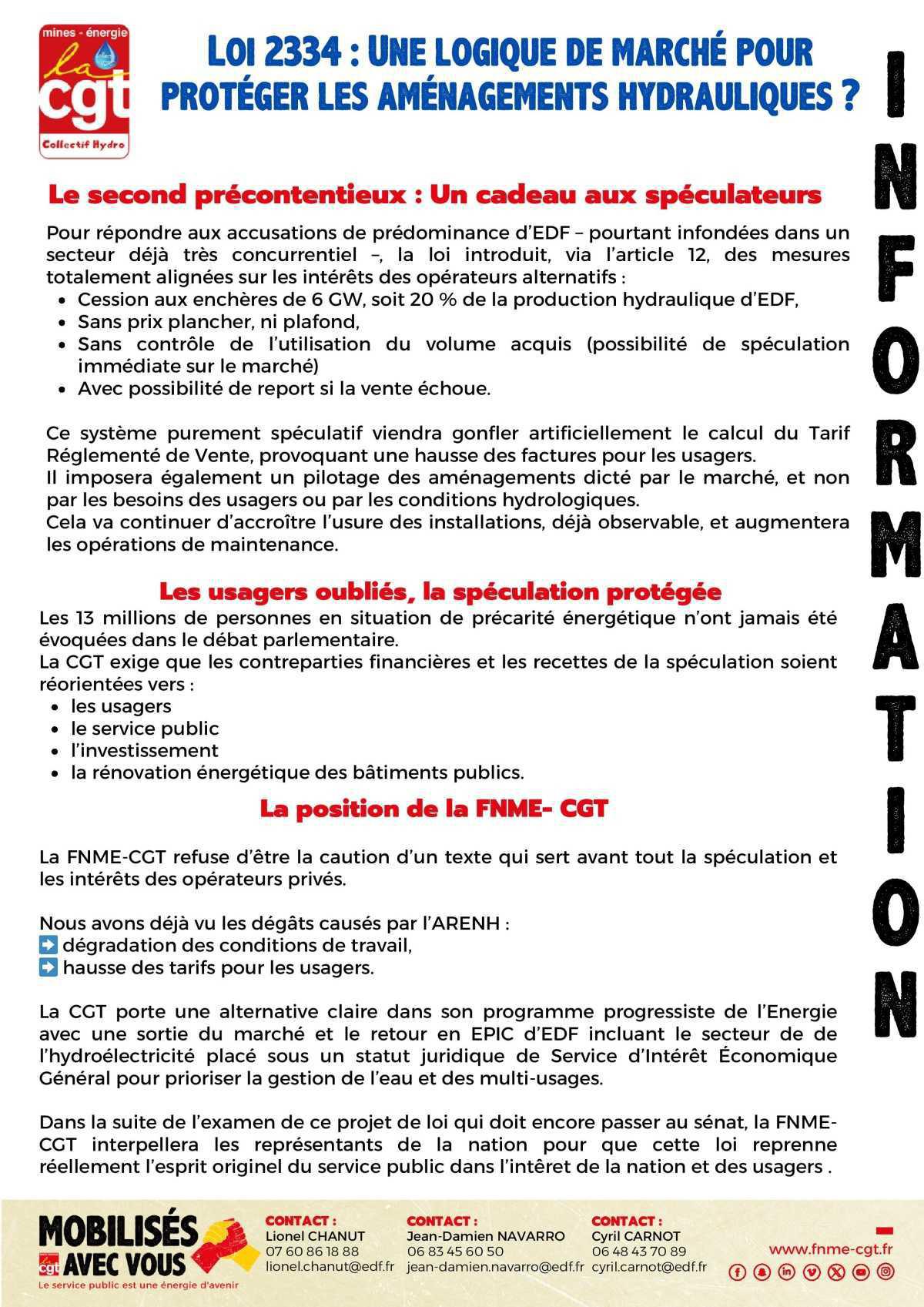 Loi 2334 Hydro : Une logique de marché pour protéger les aménagements hydrauliques ?