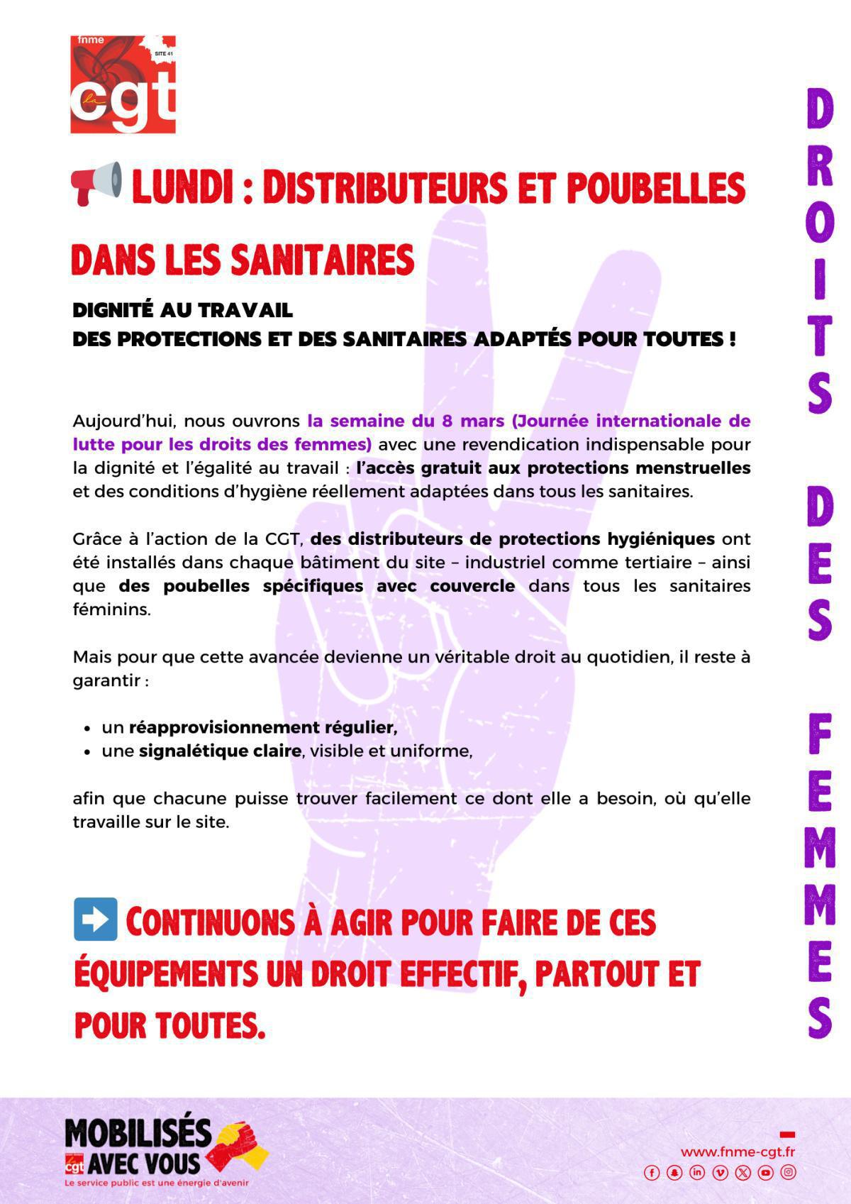 Droits des femmes - 1/ Des protections et des sanitaires adaptés pour toutes !