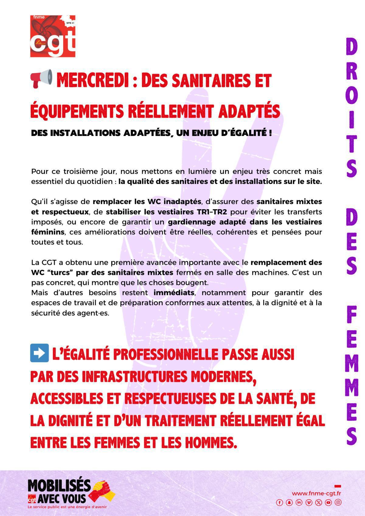 Droits des femmes - 3/ Des sanitaires et équipements réellement adaptés