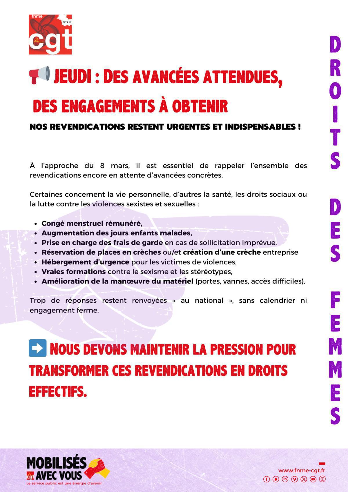 Droits des femmes – 4/ Nos revendications restent urgentes et indispensables !