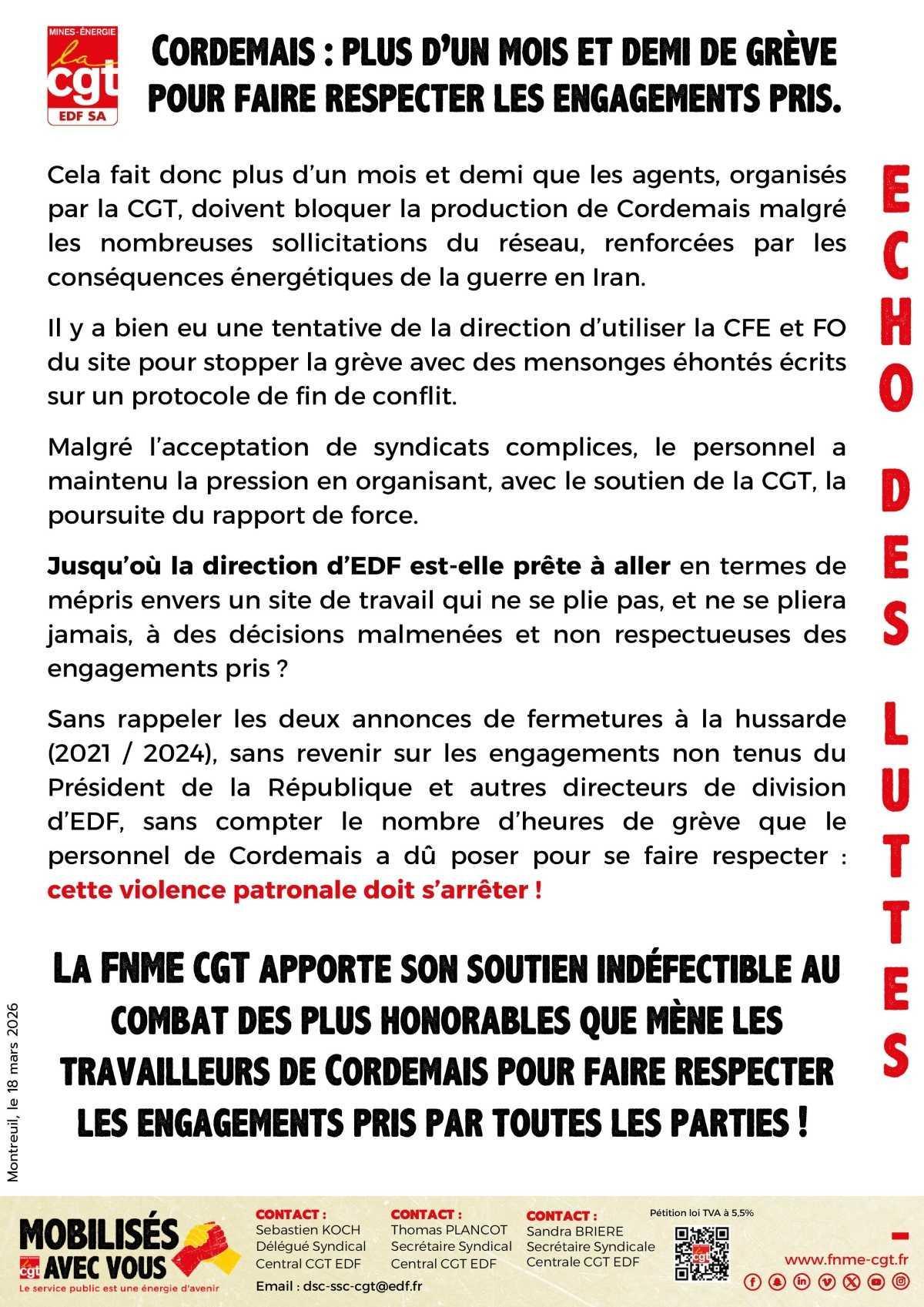 Cordemais : plus d’un mois et demi de grève pour faire respecter les engagements pris. Cordemais : plus d’un mois et demi de grève pour faire respecter les engagements pris.