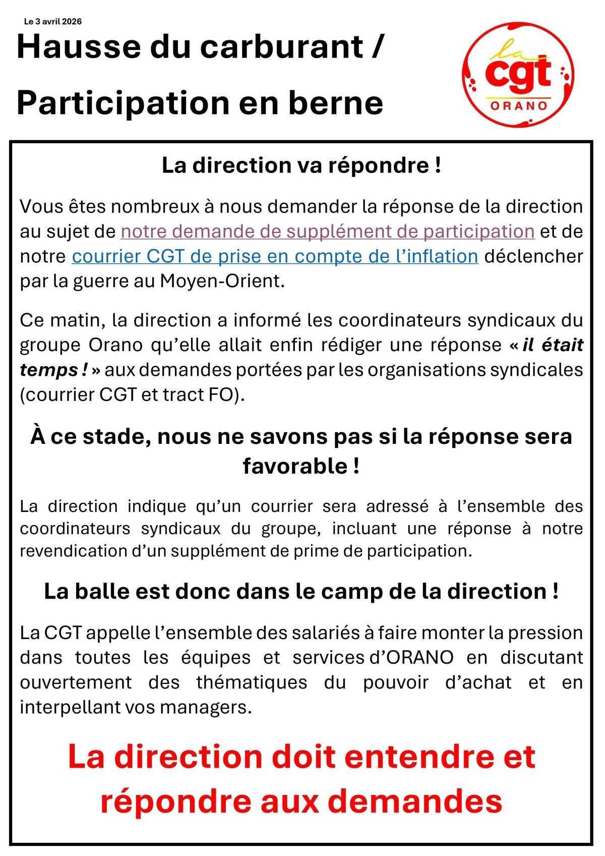 Orano - Hausse du carburant / Participation en berne Orano - Hausse du carburant / Participation en berne