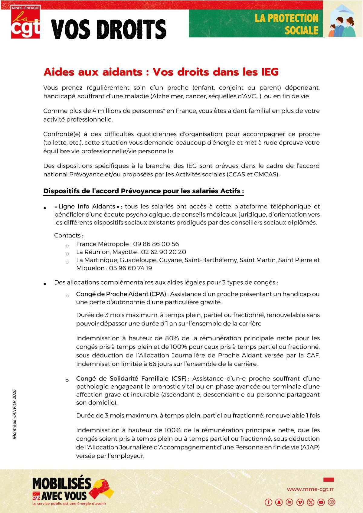 Aides aux aidants : Vos droits dans les IEG