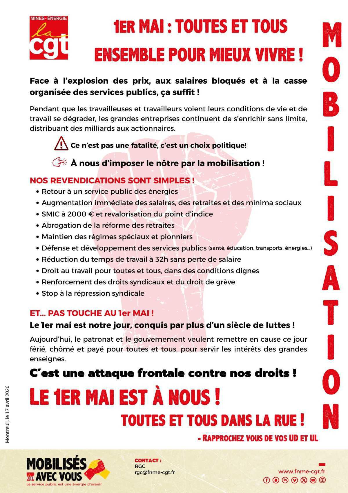 Le 1er Mai est à Nous ! Toutes et Tous dans la rue...