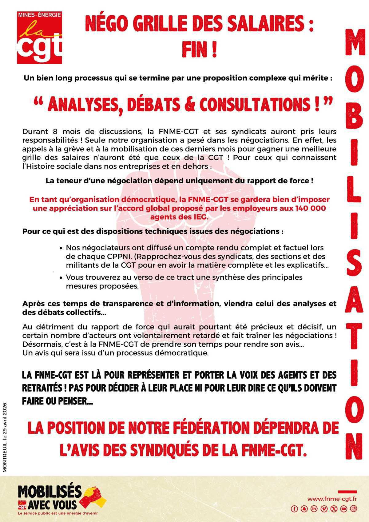 Négo grille des salaires, FIN !
