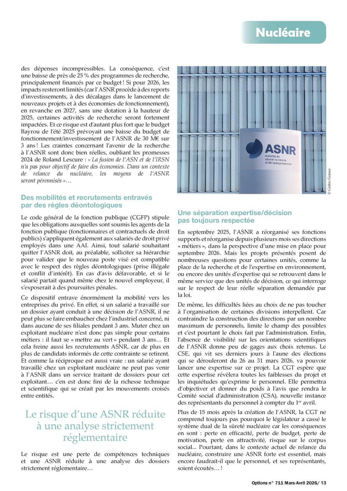 Point d’étape sur l’ASNR