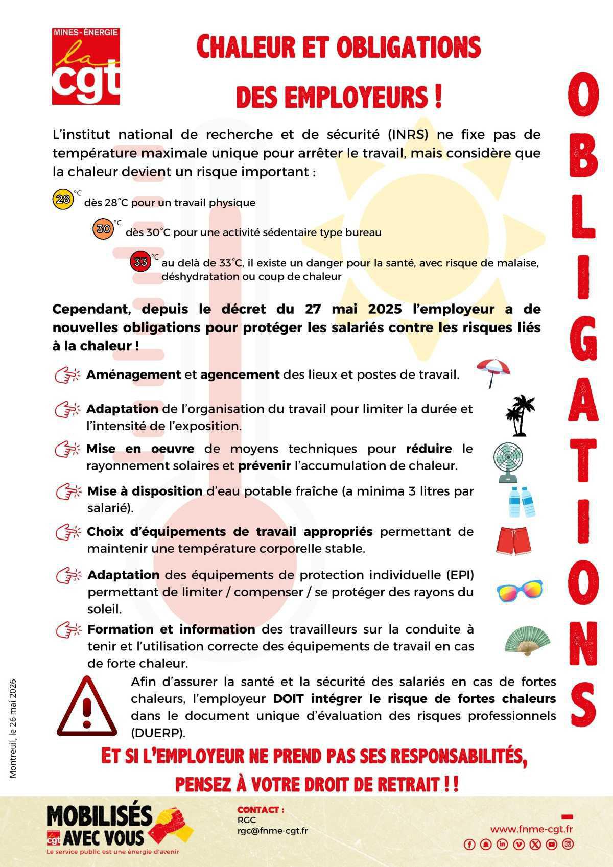 Chaleur et obligations des employeurs !