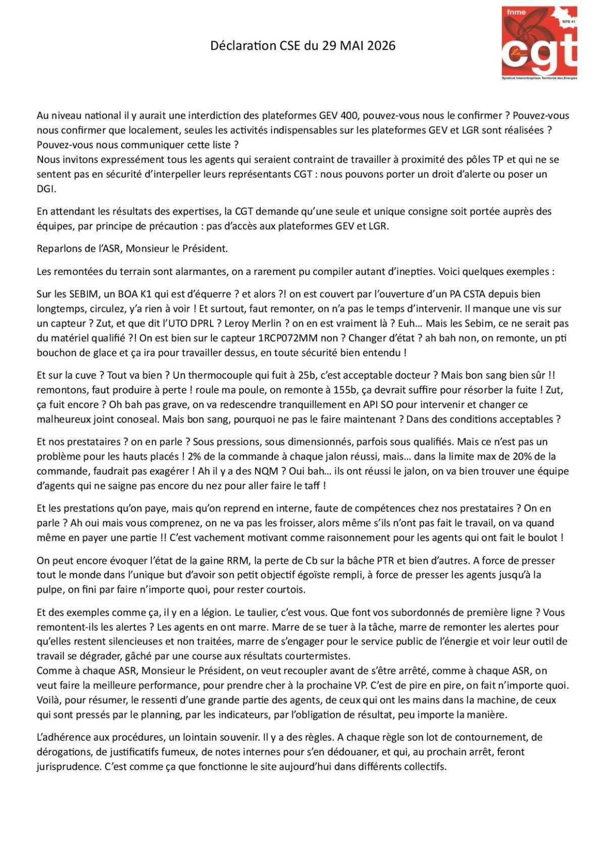 Compte Rendu CSE Mai 2026