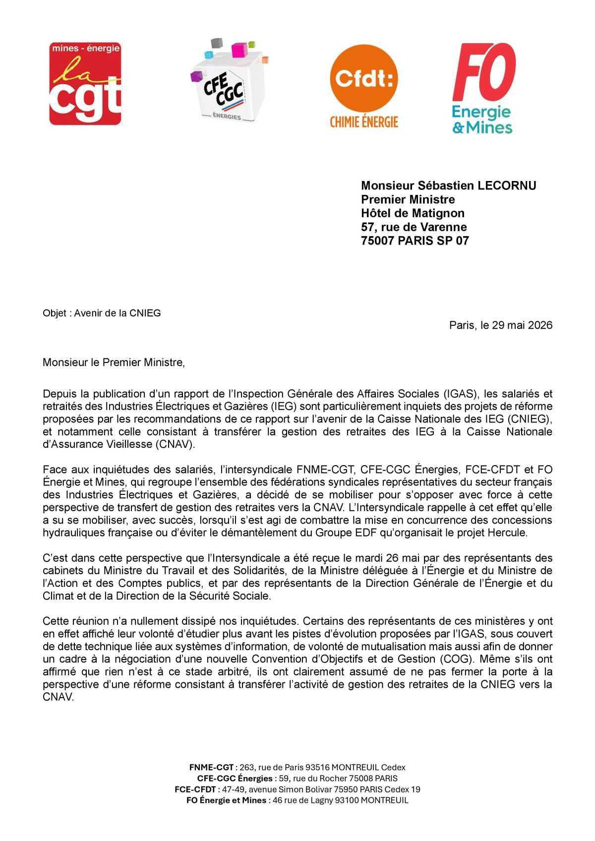 L'avenir de la CNIEG est en danger, comme la CGT a pu le dénoncer depuis plusieurs mois !!