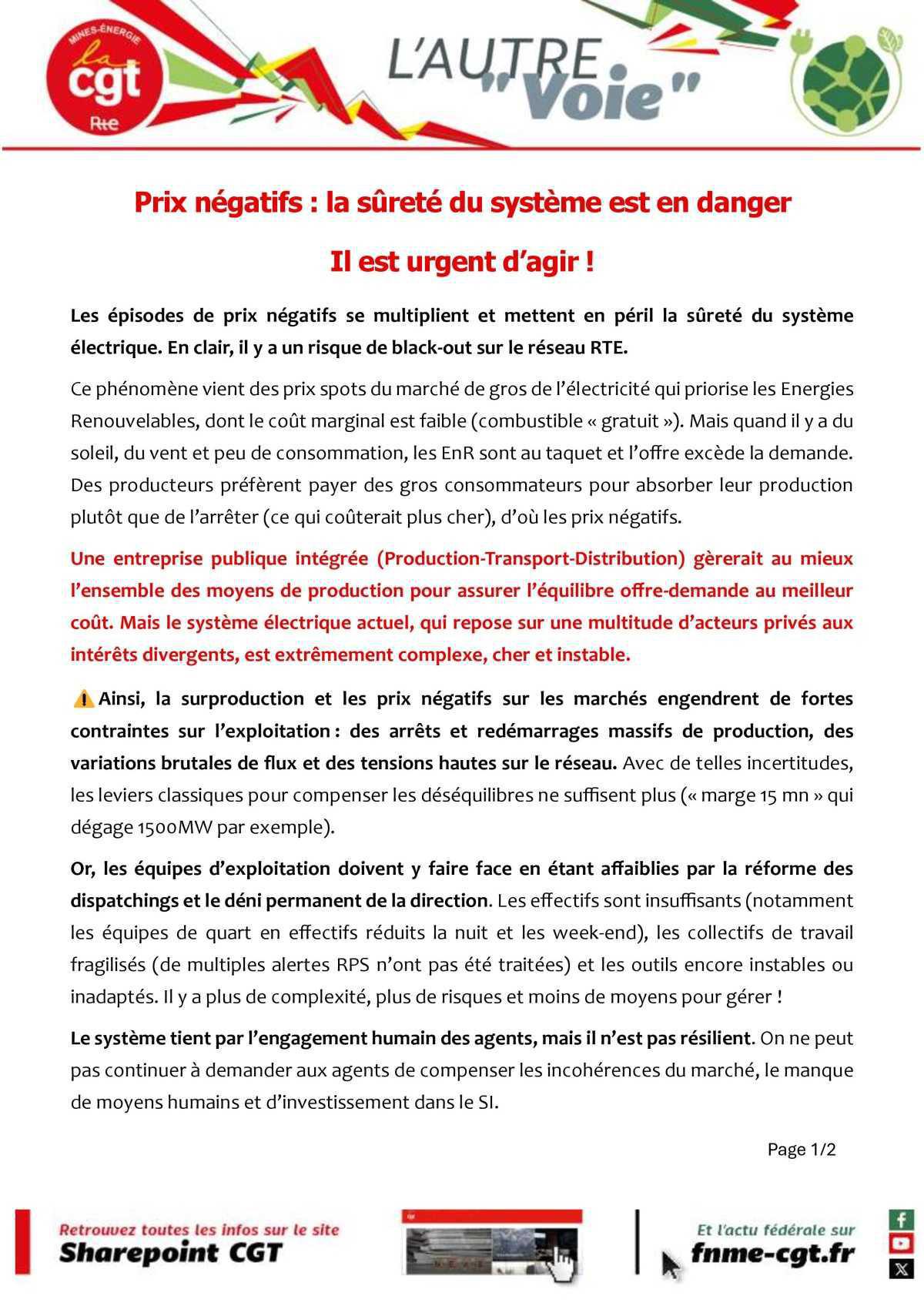 Prix négatifs : la sûreté du système est en danger, il est urgent d’agir !