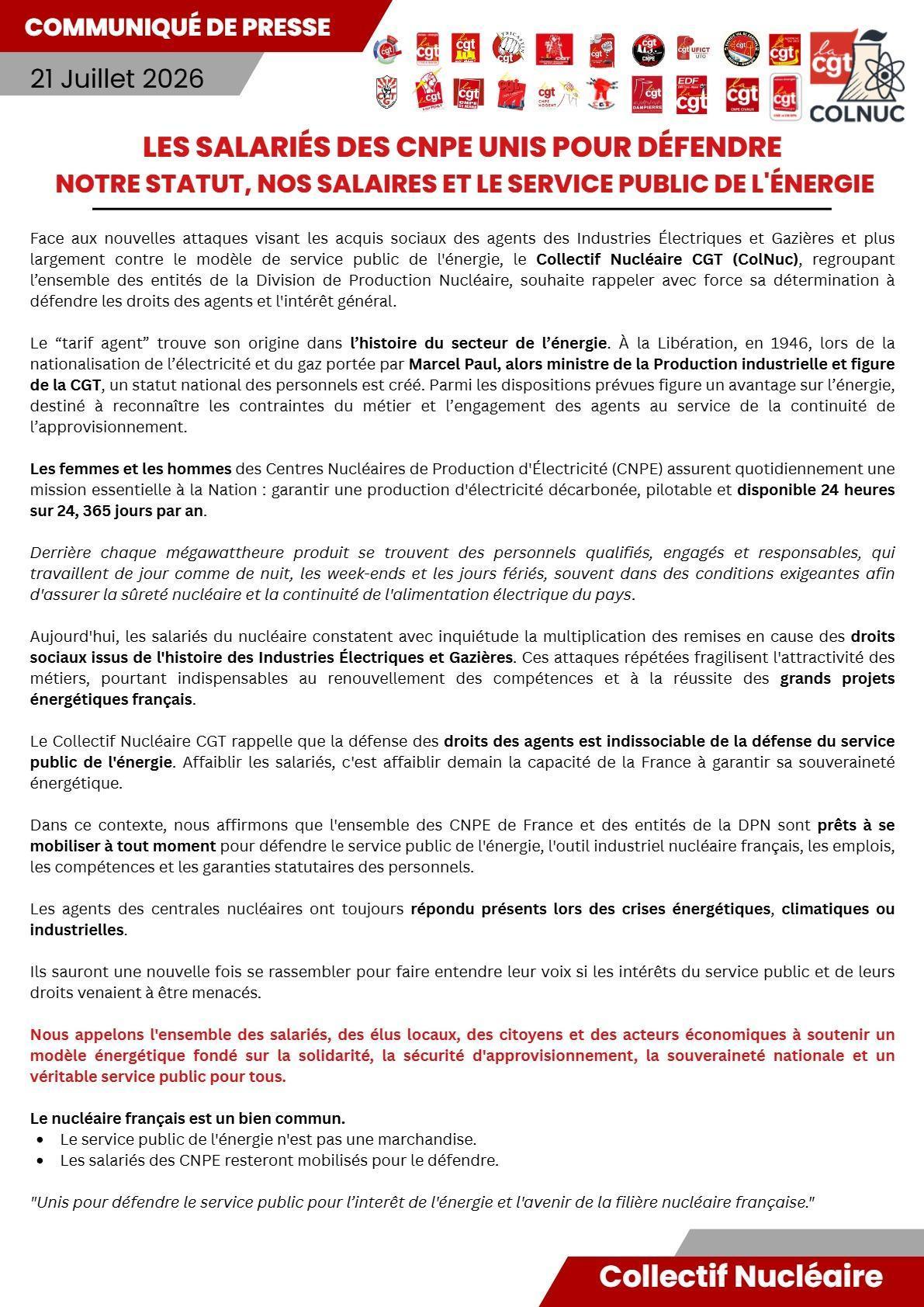 Communiqué de presse COLNUC