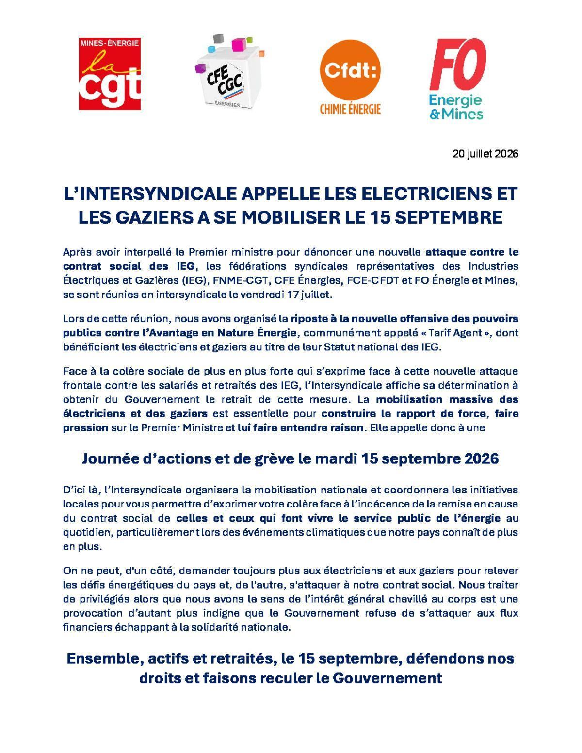 Préavis de grève : CGT SITE 41