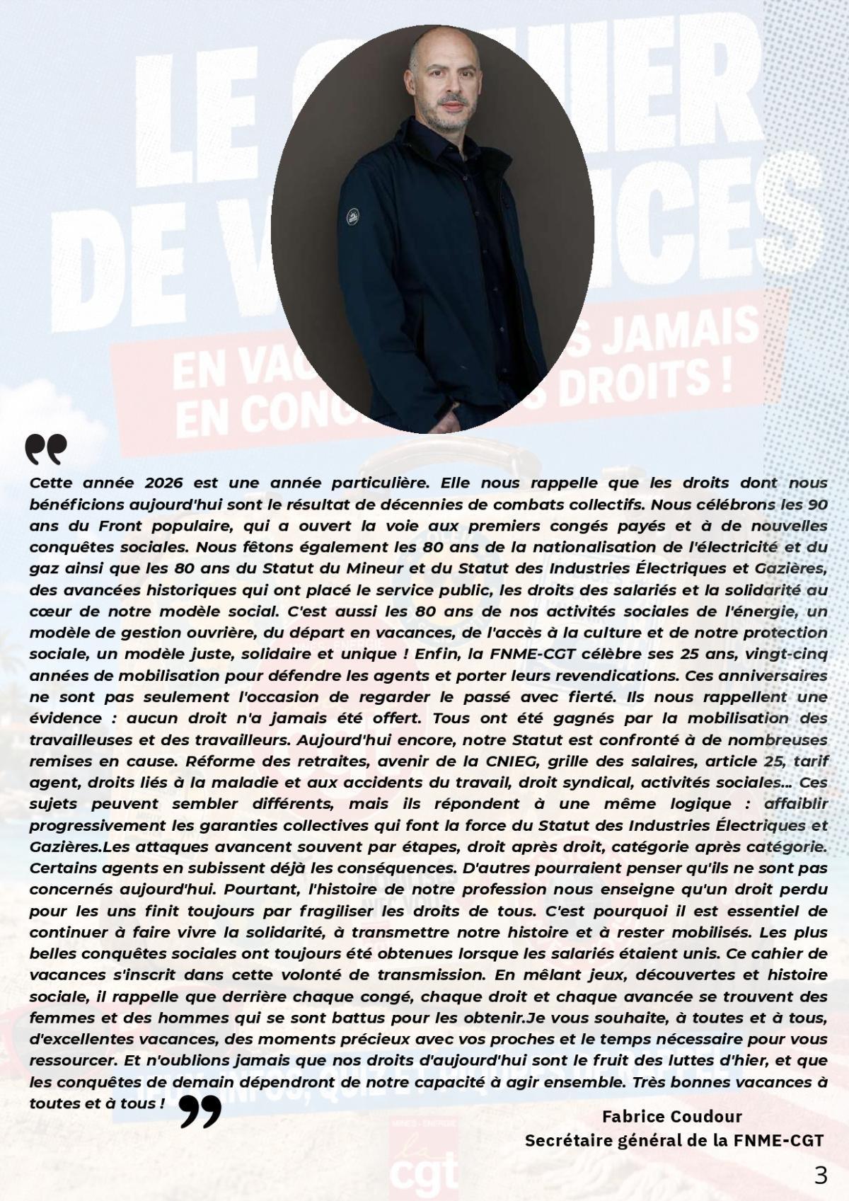 Le cahier de vacances : La CGT