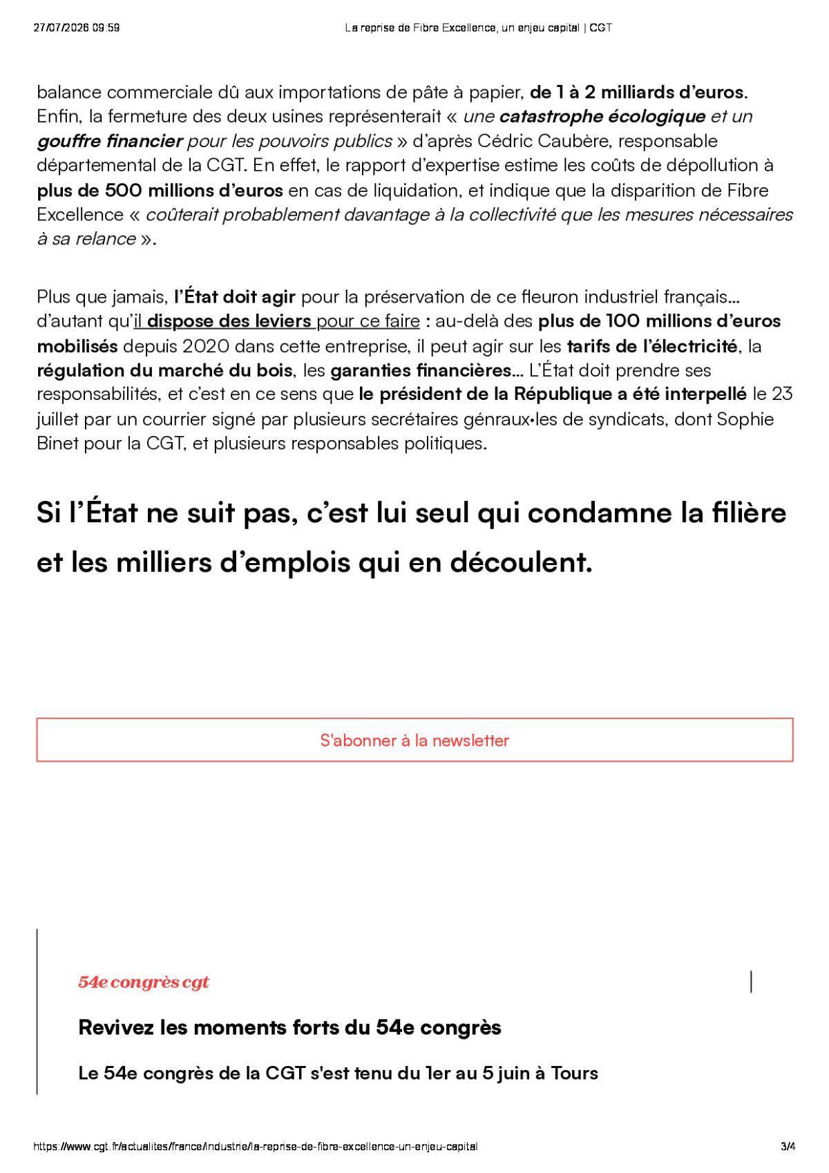 La reprise de Fibre Excellence, un enjeu capital