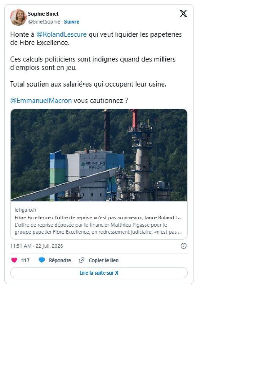 La reprise de Fibre Excellence, un enjeu capital