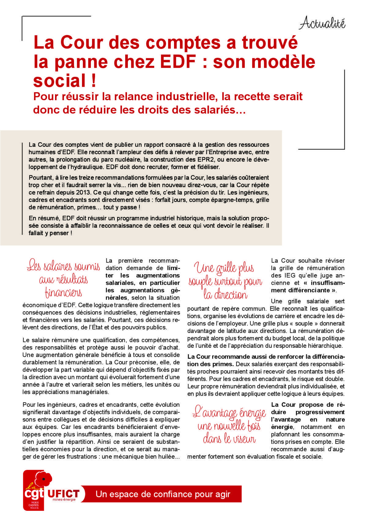 Cour des comptes : les cadres en première ligne des attaques sociales