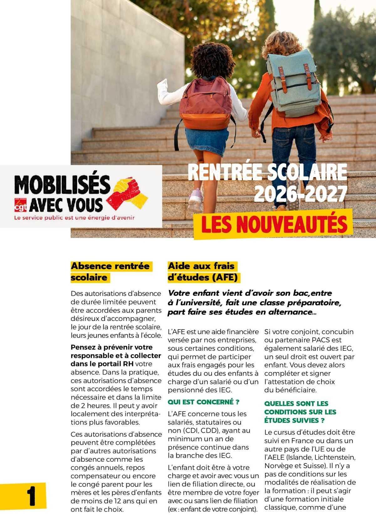 Rentrée scolaire 2026 – 2027 : les aides locales et nationales