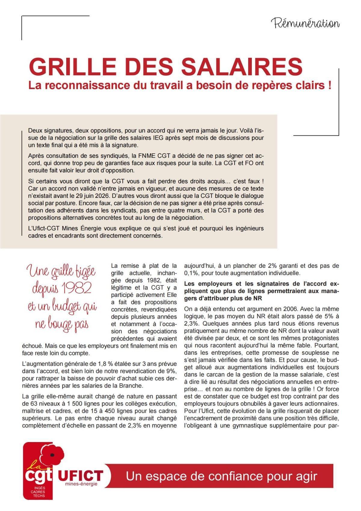Grille des salaires IEG : pourquoi la CGT a dit non