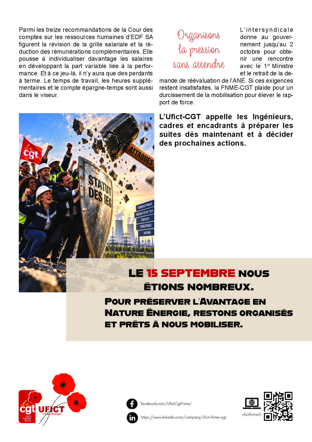 ANE : cadres, ingénieurs et encadrants, restons mobilisés !
