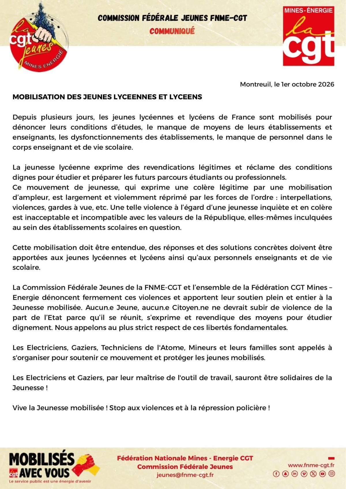 Soutien à la jeunesse mobilisée !