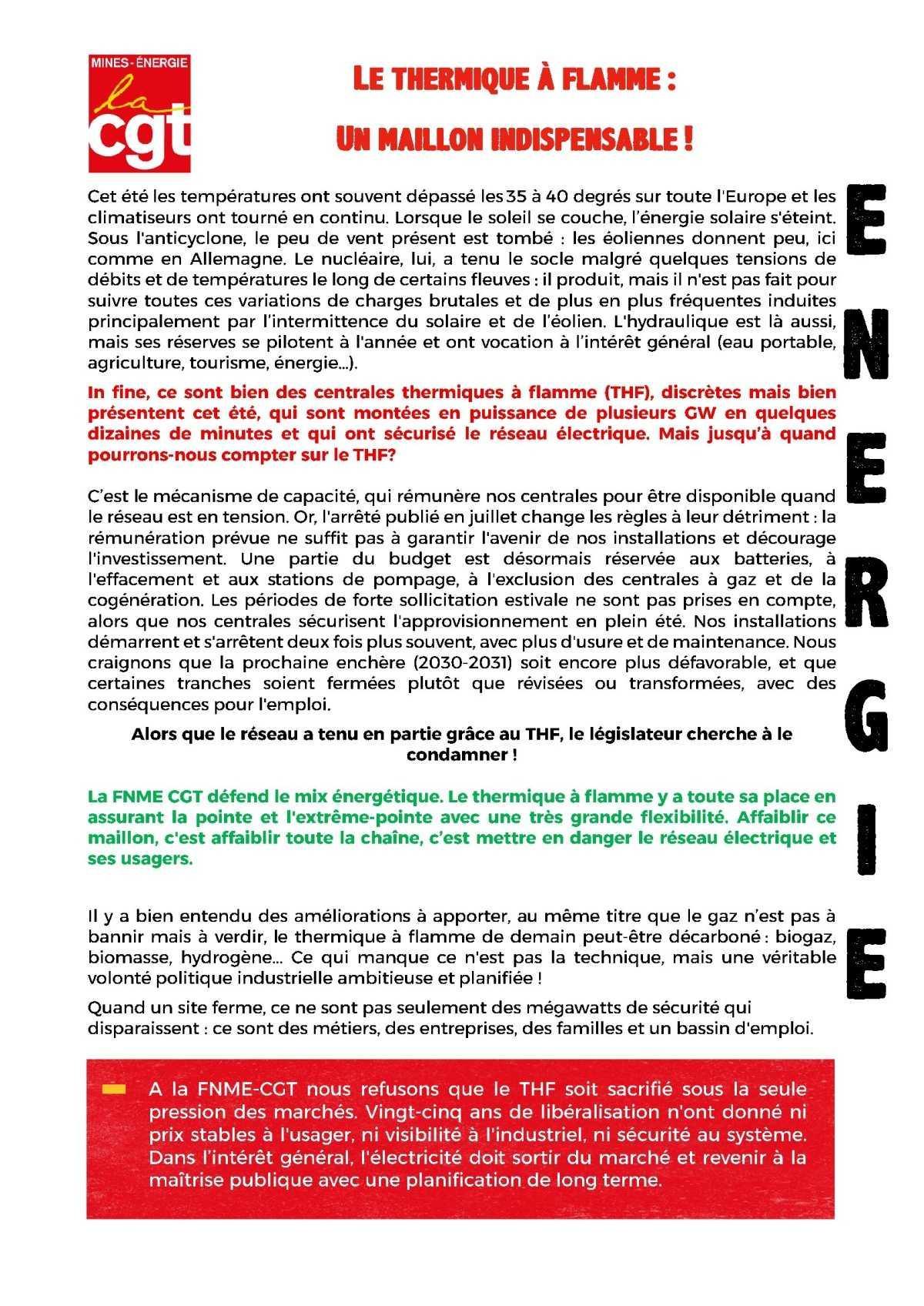 Le thermique à flamme : Un maillon indispensable ! Le thermique à flamme : Un maillon indispensable !