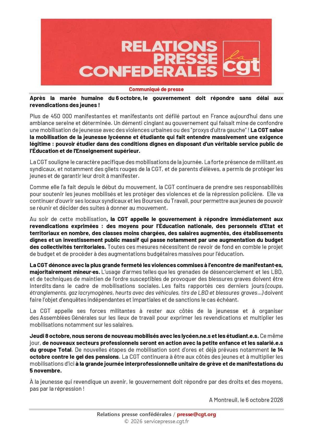 Mobilisation lycéenne, le gouvernement doit répondre sans délai aux revendications des jeunes !