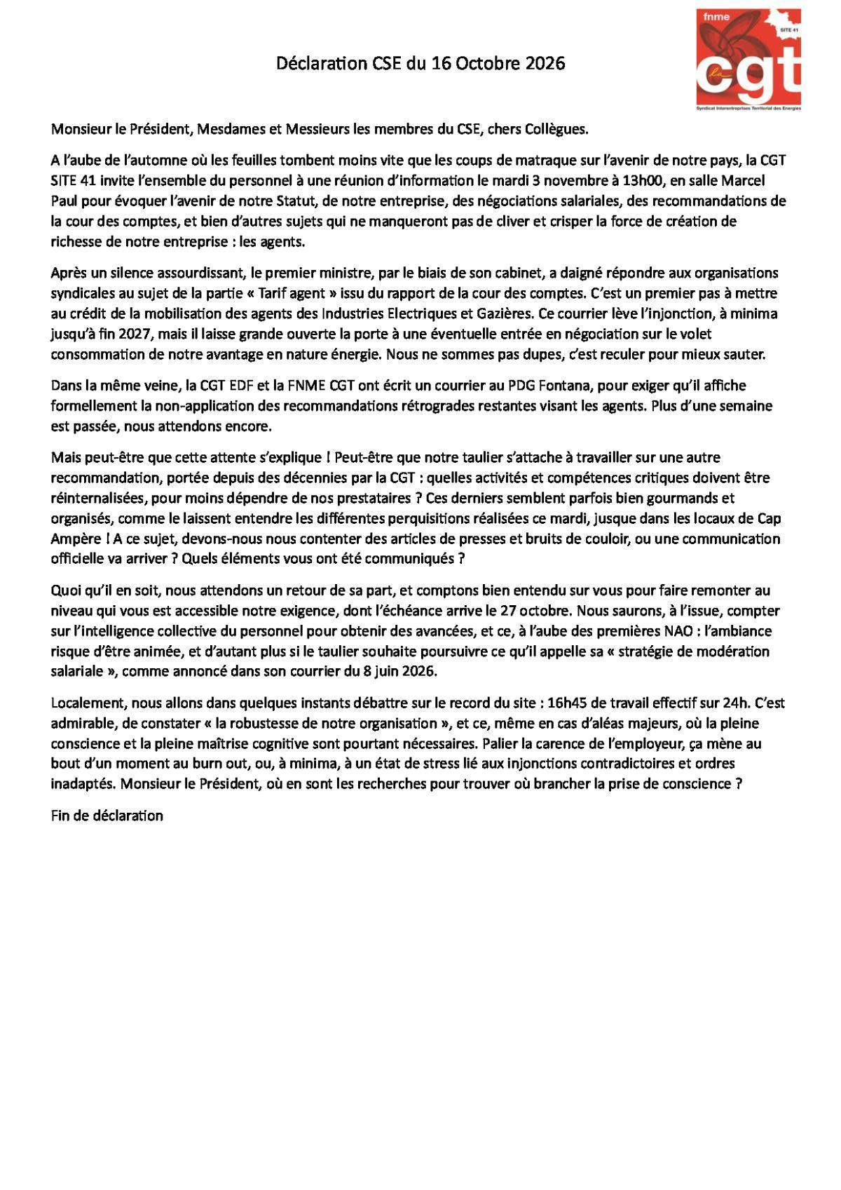 Compte-Rendu CSE du 16 octobre 2026