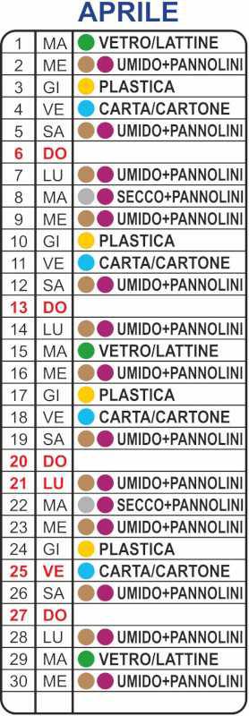 Calendario Raccolta Differenziata