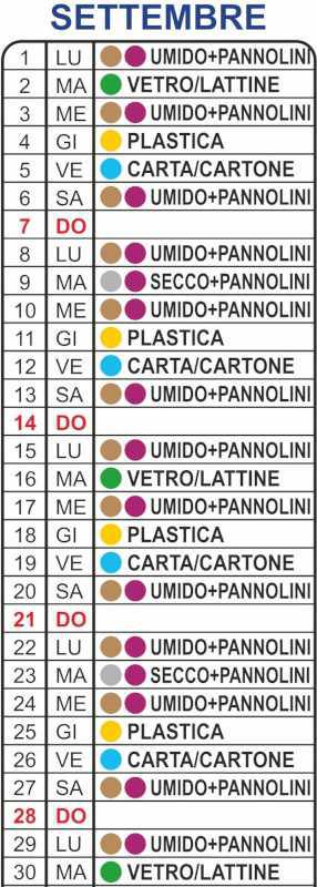 Calendario Raccolta Differenziata